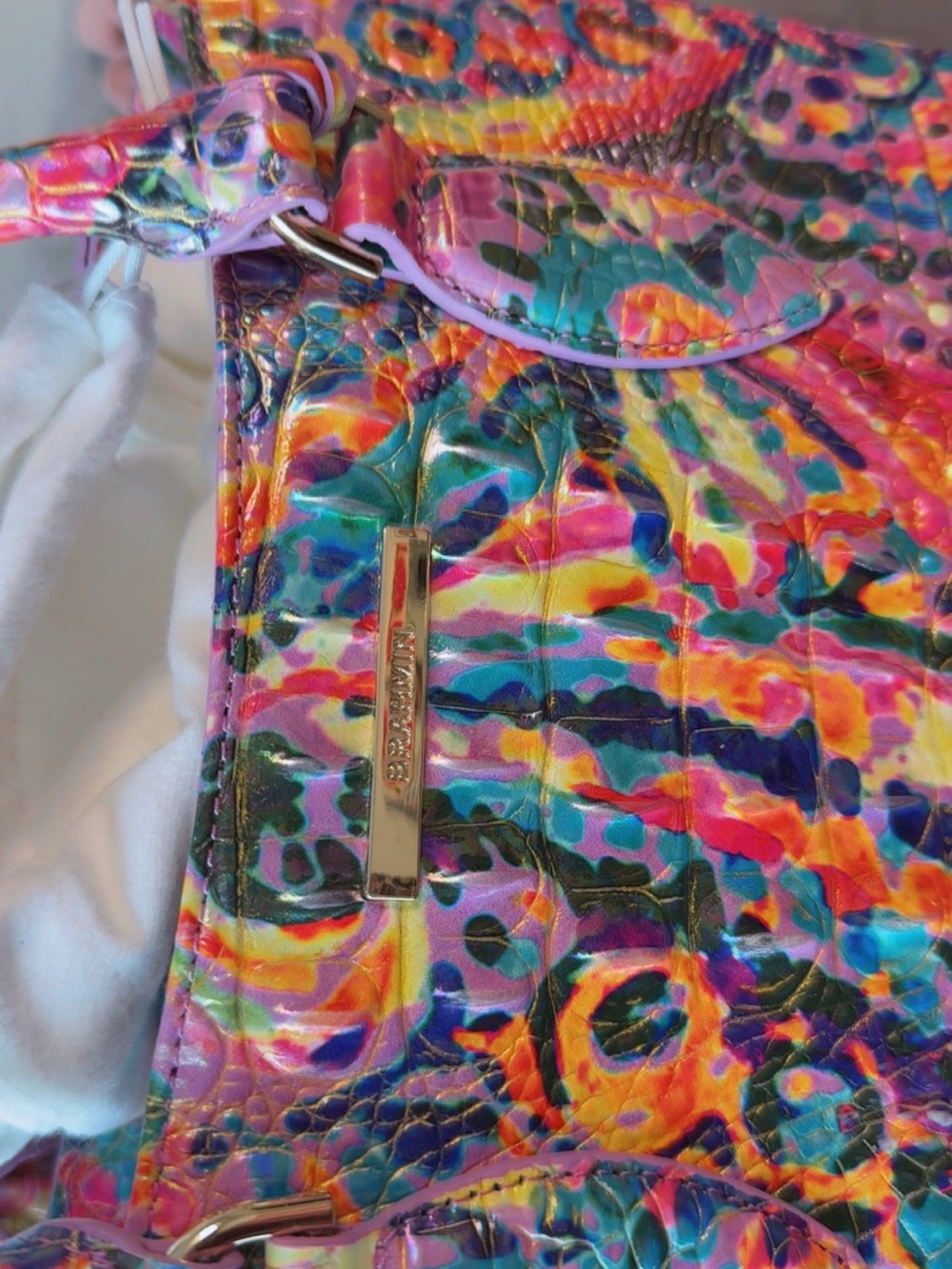 Brahmin Multicolor Satchel with Pink, Blue, Yellow & Green Accents - Picture 2 of 3